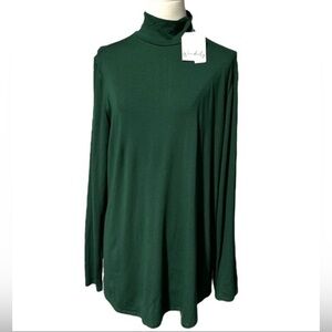 Wonderly Green Women's Long Sleeve Julianna Crepe‎ Turtleneck Top size L (1805)